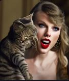 Taylor and a different cat on her shoulder